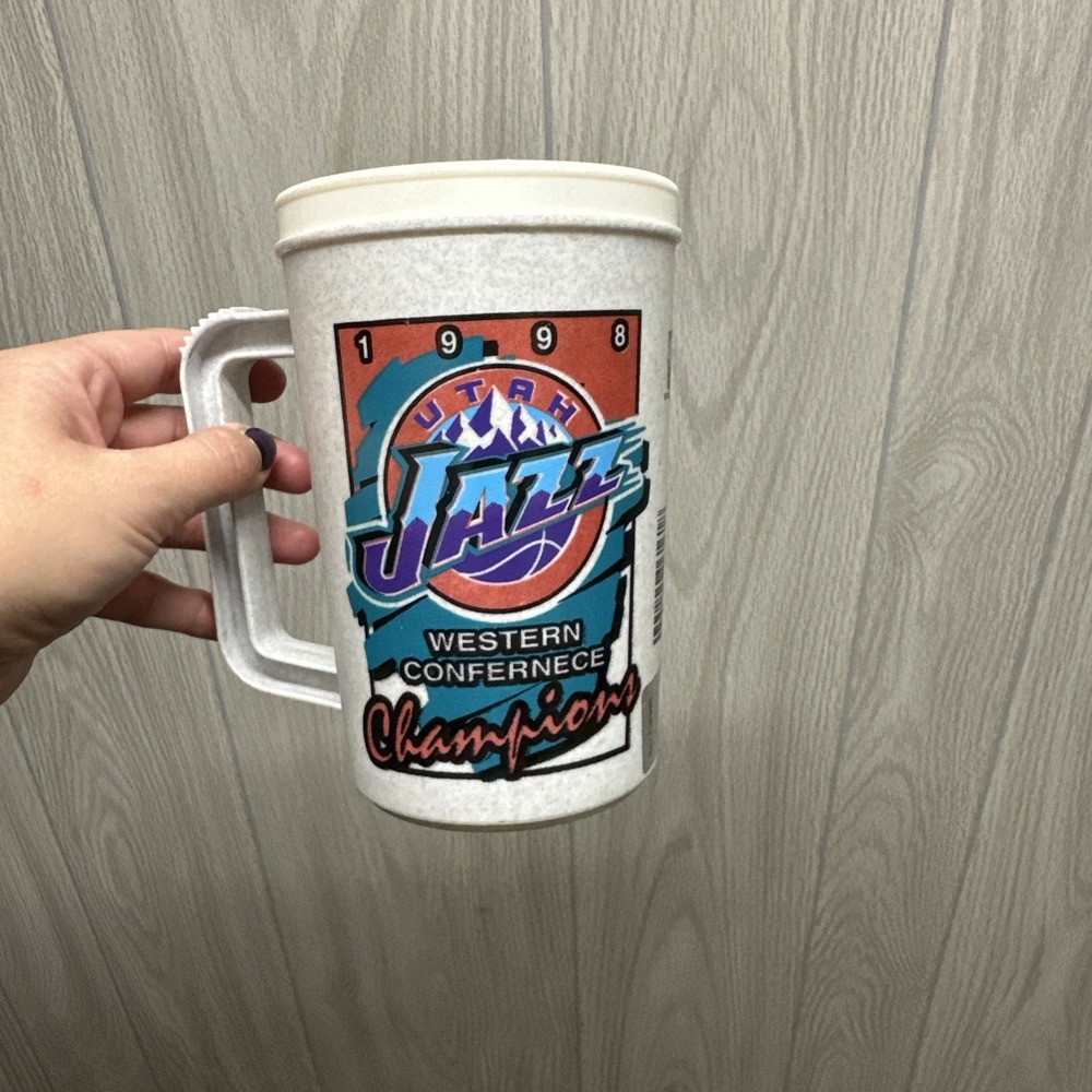 Vintage Utah Jazz 1998 Western Conference Thermo Travel Mug Nostalgic Cup